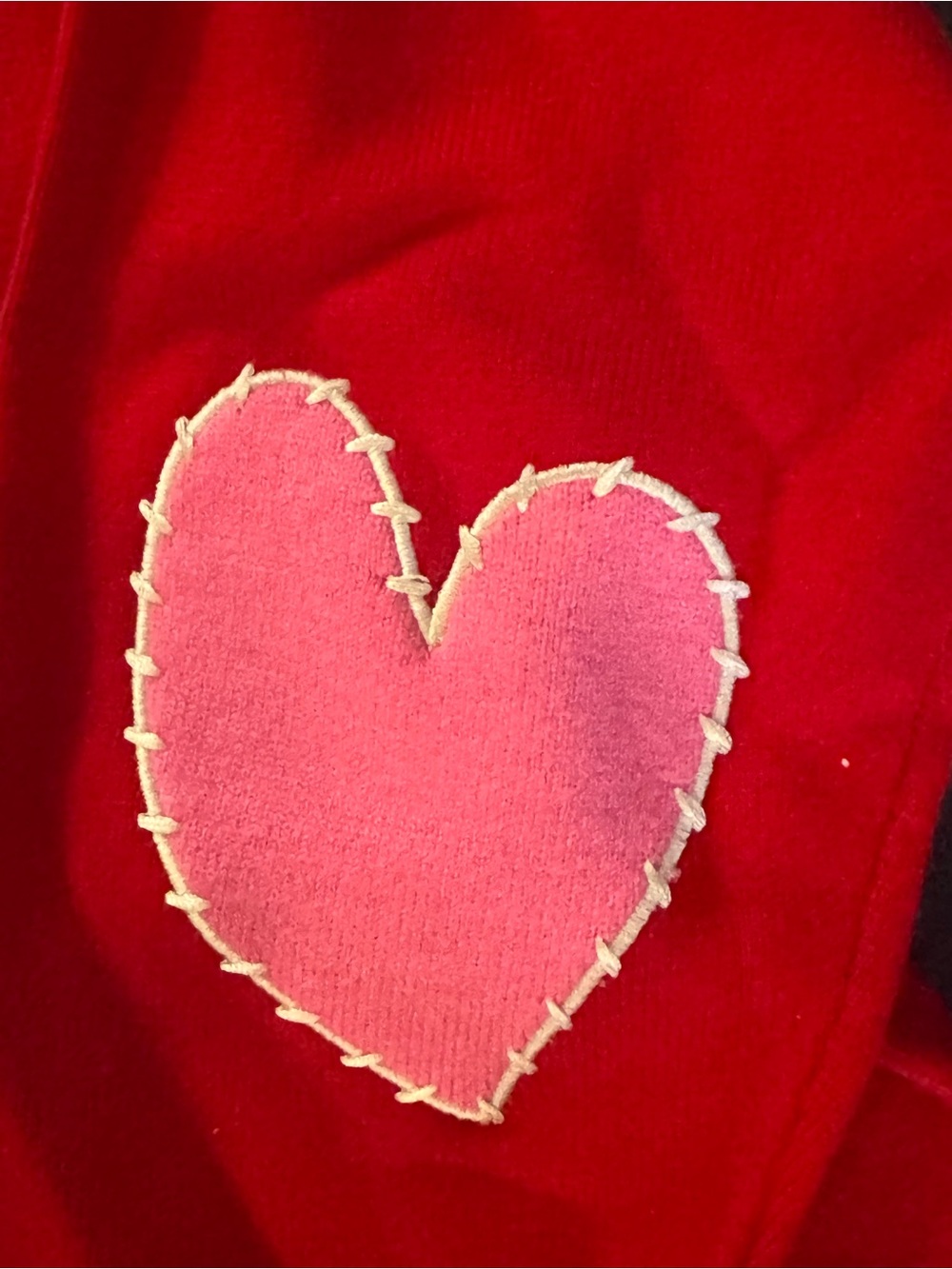 NWT Kerri Rosenthal XOKR Red Sweater w Pink Heart-Elbow, Sz S - Picture 4 of 8